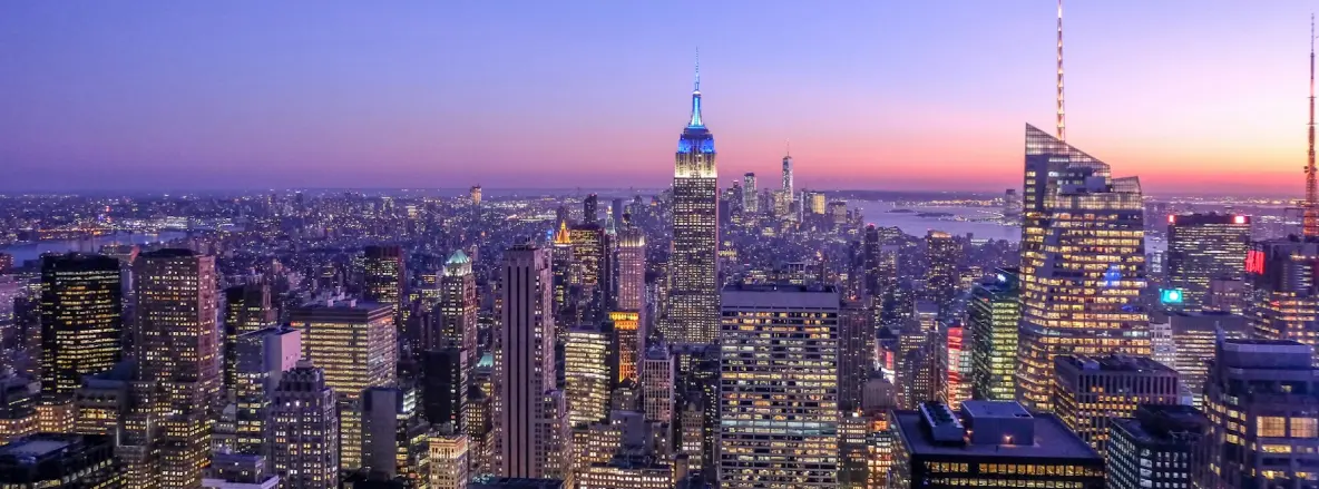 The New York City Skyline at sunset