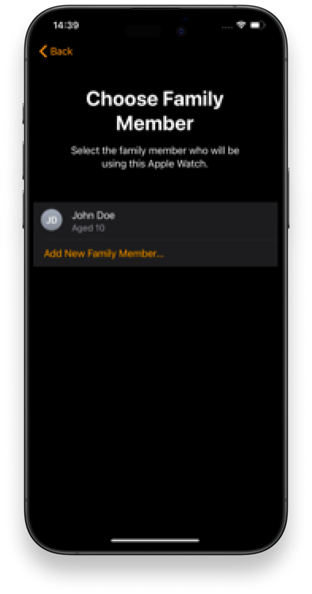 Choose Family Member by adding their Apple ID